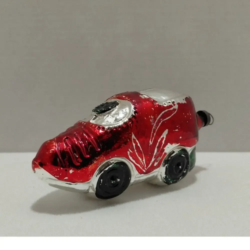 Vintage Christmas Tree Ornament Blown Glass Red Car Made in Japan